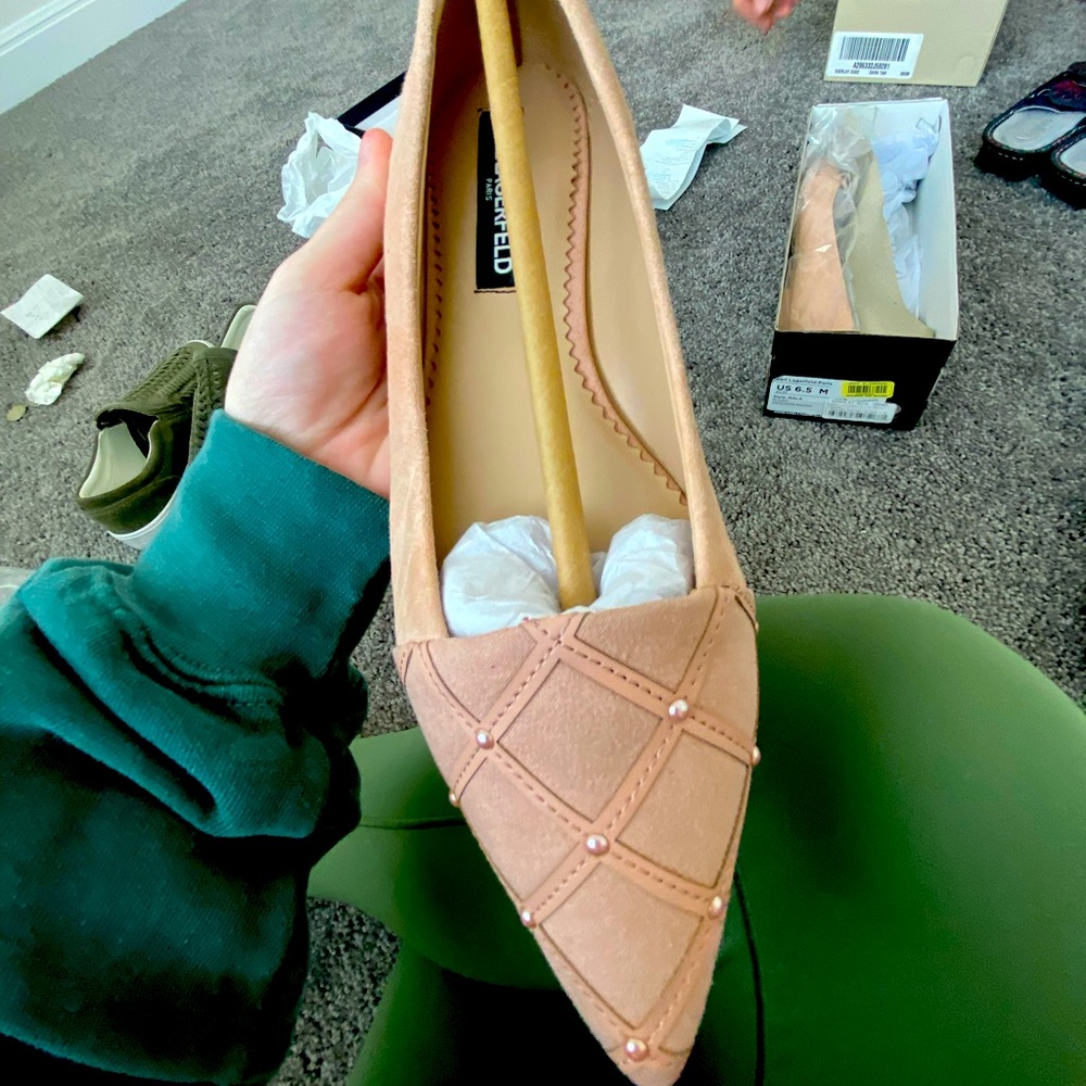 Karl Lagerfield Paris pink flats